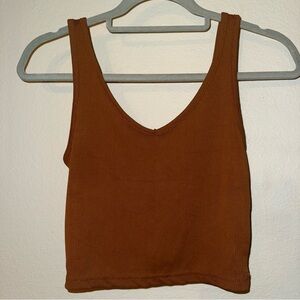 Women's Brown Ribbed Tank Top